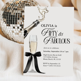 Vijftig & Fabulous Chic Champagne Boog 50ste Verja Kaart