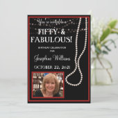 Vijftig & Fabulous Foto Rode en Zwarte Parels Part Kaart (Staand voorkant)