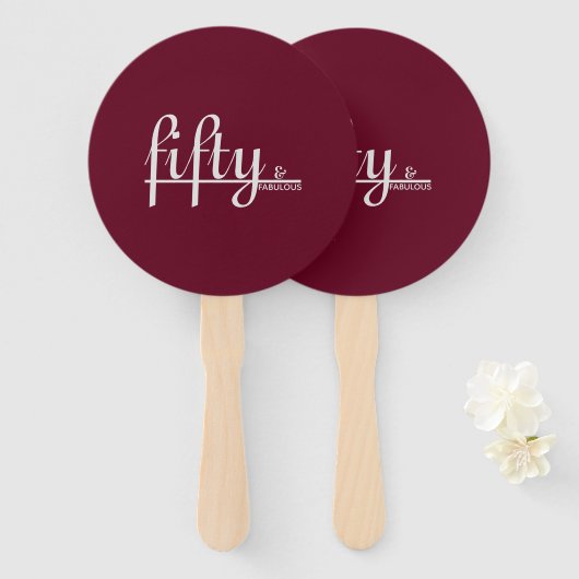 Vijftig & FABULOUS Gewoon Elegante 50ste Verjaarda Handwaaier (Voorkant en achterkant)