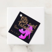 Vijftig & Fabulous Girly Sparkly Hot Roze Schoen T Bedankjes Labels (In situ)