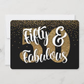 Vijftig & Fabulous Gold Faux Glitter Verjaardagsfe Kaart (Achterkant)