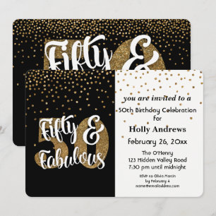 Vijftig & Fabulous Gold Faux Glitter Verjaardagsfe Kaart