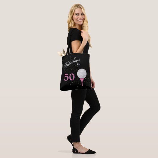 Vijftig Fabulous Golf Birthday Tote Bag (Op model)