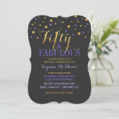 Vijftig & Fabulous Goud & Paarse Confetti Stippen Kaart (Staand voorkant)