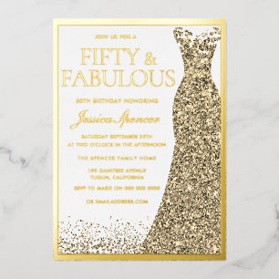 Vijftig & Fabulous Gouden Folie 50e Verjaardag Folie Uitnodiging