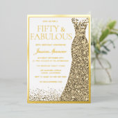 Vijftig & Fabulous Gouden Folie 50e Verjaardag Folie Uitnodiging (Staand Voorkant)