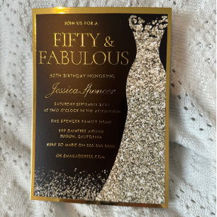 Vijftig & Fabulous Gouden Folie 50ste Verjaardag Uitnodiging