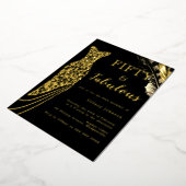 Vijftig & Fabulous Gouden Folie Jurk 50ste Verjaar Folie Uitnodiging (Gedraaid)