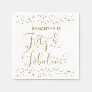 Vijftig & Fabulous Gouden Glitter & Confetti Wit Servet