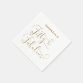 Vijftig & Fabulous Gouden Glitter Kalligrafie Wit Servet (Hoek)
