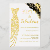 Vijftig & Fabulous Gouden Jurk 50e Verjaardagsfees Folie Uitnodiging (Voorkant)
