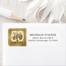 Vijftig & Fabulous Gouden Script 50ste Verjaardag Etiket