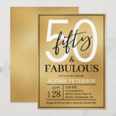 Vijftig & Fabulous Gouden Script 50ste Verjaardag Kaart (Voorkant / Achterkant)