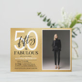 Vijftig & Fabulous Gouden Script 50ste Verjaardag Kaart (Staand voorkant)