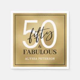 Vijftig & Fabulous Gouden Script 50ste Verjaardag Servet