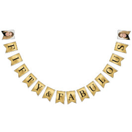 Vijftig & Fabulous Gouden Script 50ste Verjaardag Vlaggetjes
