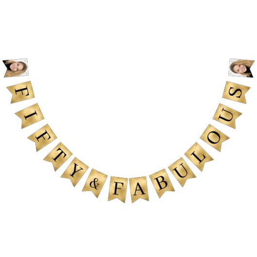 Vijftig & Fabulous Gouden Script 50ste Verjaardag Vlaggetjes (Alle)