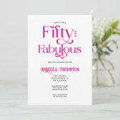 Vijftig Fabulous Heet Roze Script 50ste Verjaardag Kaart (Staand voorkant)