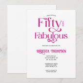 Vijftig Fabulous Heet Roze Script 50ste Verjaardag Kaart (Voorkant / Achterkant)