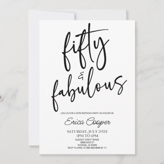 Vijftig & Fabulous Minimaal 50ste Verjaardagsfeest Kaart (Voorkant)