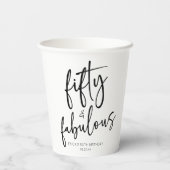 Vijftig & Fabulous Minimaal 50ste Verjaardagsfeest Papieren Bekers (Achterkant)