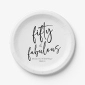 Vijftig & Fabulous Minimaal 50ste Verjaardagsfeest Papieren Bordje (Voorkant)