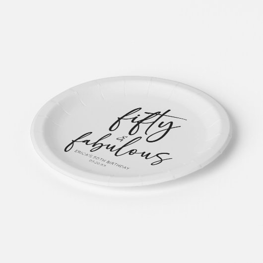 Vijftig & Fabulous Minimaal 50ste Verjaardagsfeest Papieren Bordje (Gekanteld)