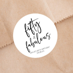 Vijftig & Fabulous Minimaal 50ste Verjaardagsfeest Ronde Sticker
