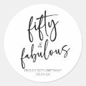 Vijftig & Fabulous Minimaal 50ste Verjaardagsfeest Ronde Sticker (Voorkant)
