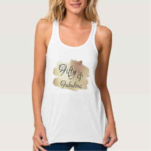 Vijftig & Fabulous Over Faux Gouden Folie Brushstr Tanktop