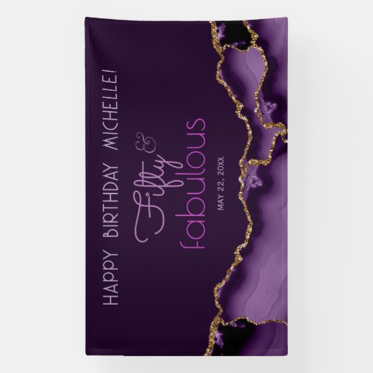 Vijftig & Fabulous Paarse Goud 50e Verjaardag Spandoek (Verticaal)