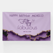 Vijftig & Fabulous Paarse Gouden 50e Verjaardagsba Spandoek (Horizontaal)