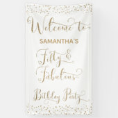 Vijftig & Fabulous Party Welkom Goud en Wit Spandoek (Verticaal)