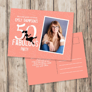 Vijftig & Fabulous Perzik Foto 50e Verjaardagsfees Briefkaart