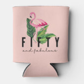 Vijftig Fabulous Pink Flamingo 50th Birthday Blikjeskoeler (Voorkant)