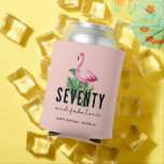 Vijftig Fabulous Pink Flamingo 50th Birthday Blikjeskoeler<br><div class="desc">Proost op 70 jaar van sprankeling, sass en fantastische flamingo flair! Deze schattige koelbox is voorzien van een chique roze flamingo en gedurfde "Seventy & Fabulous"-letters, waardoor het de perfecte feestgunst of cadeau is voor de verjaardagskoningin die ouder wordt als goede wijn. Of je nu cocktails drinkt bij het zwembad,...</div>