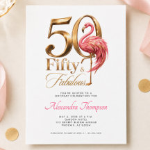 Vijftig & Fabulous Roze Flamingo 50ste Verjaardags