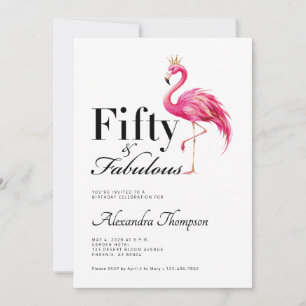 Vijftig Fabulous Roze Flamingo 50ste Verjaardagsfe Kaart