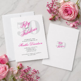 Vijftig & Fabulous Roze Glam Feest Kaart