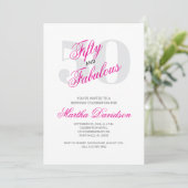 Vijftig & Fabulous Roze Glam Feest Kaart (Staand voorkant)