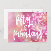 Vijftig & Fabulous - Roze Glitter 50e Verjaardagsk Briefkaart (Voorkant / Achterkant)