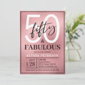 Vijftig & Fabulous Roze Goud Schrift 50ste Verjaar Kaart (Staand voorkant)