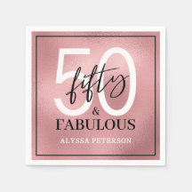 Vijftig & Fabulous Roze Goud Schrift 50ste Verjaar