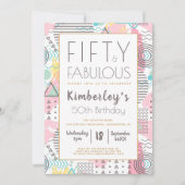Vijftig & Fabulous Roze Retro 50ste Verjaardagsfee Kaart (Voorkant)
