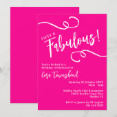 Vijftig & Fabulous Roze Script 50ste verjaardagsfe Kaart (Voorkant / Achterkant)
