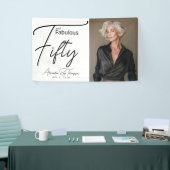 Vijftig & Fabulous Script Foto 50ste Verjaardagsfe Spandoek (Beurs)