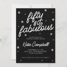 Vijftig Fabulous Script Zwart Wit 50e Verjaardag
