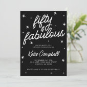 Vijftig Fabulous Script Zwart Wit 50e Verjaardag Kaart (Staand voorkant)