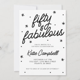 Vijftig Fabulous Script Zwart Wit 50ste Verjaardag Kaart