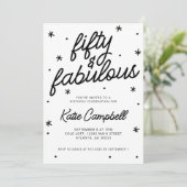 Vijftig Fabulous Script Zwart Wit 50ste Verjaardag Kaart (Staand voorkant)